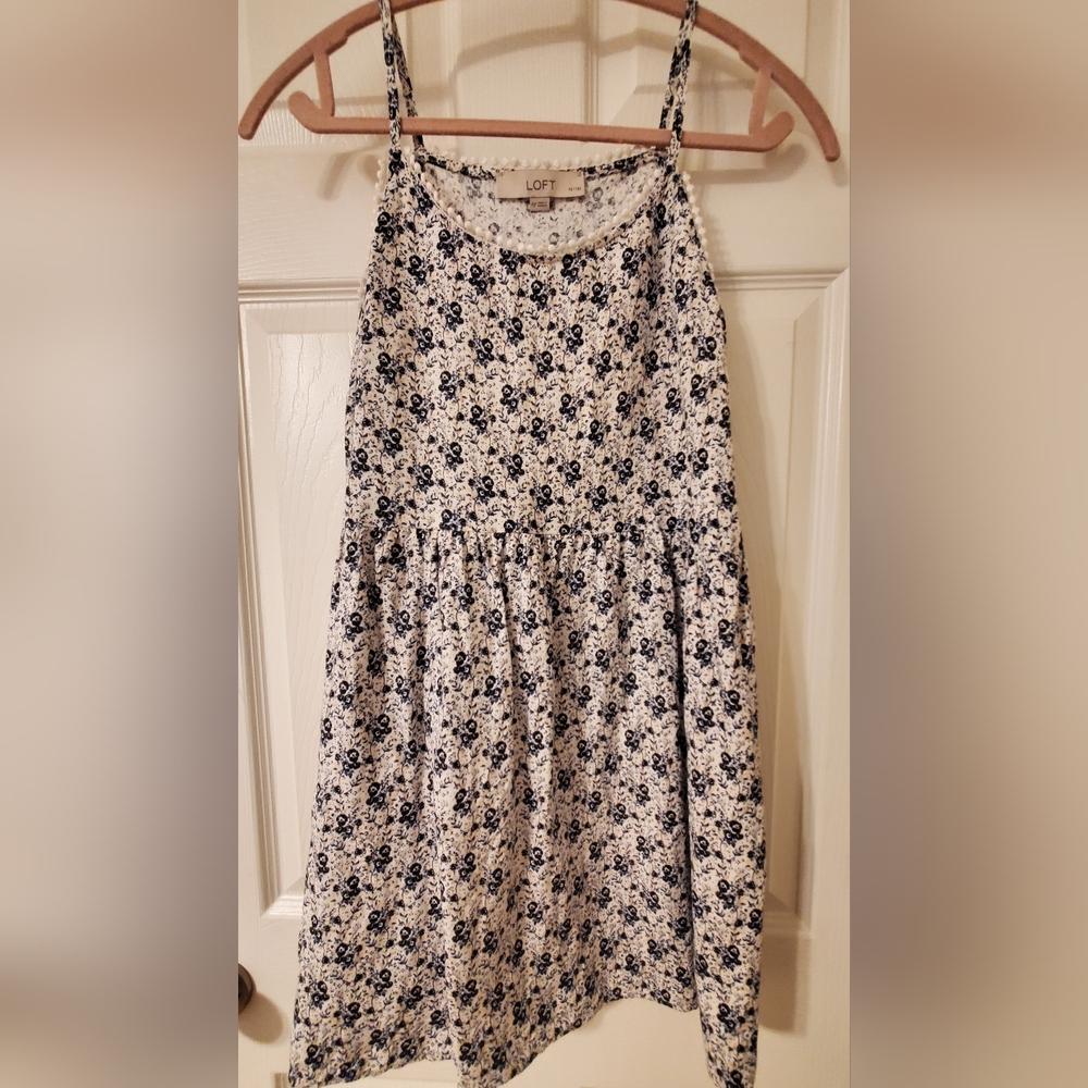 LOFT Floral lacy strappy swing dress